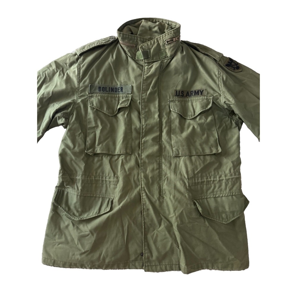 Vintage US Army M65 Field Jacket Mens LARGE REGULAR Olive Green Cold Weather 70s